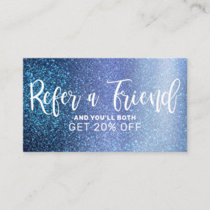 Chic Aqua Baby Blue Triple Glitter Typography Referral Card