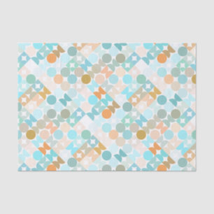Chic Aqua Blue Coral Orange Circles Art Pattern Tissue Paper