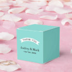 Chic Aqua Blue Custom Wedding Monogram Thank You