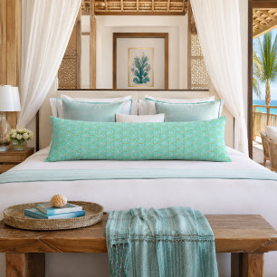 Chic Aqua Blue Gold Geometric Body Cushion