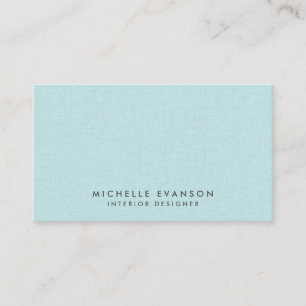 Chic Aqua Blue Linen Simple Professional Business Card