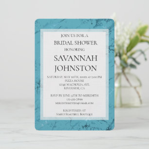 Chic Aqua Blue Marble Bridal shower Invitation