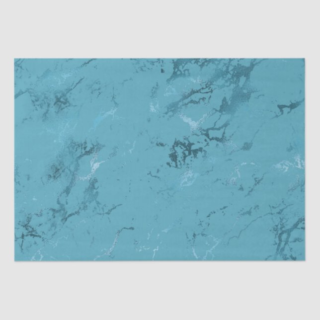 Chic Aqua Blue Marble Wedding Tissue Paper (Front)