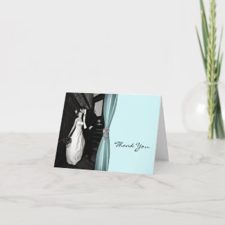 Chic Aqua Custom Photo Thank You Card