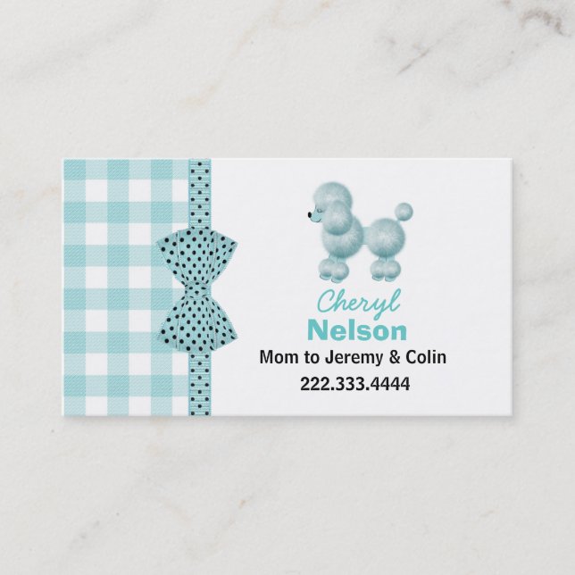 Chic Aqua French Poodle Mummy Card (Front)