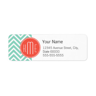 Chic Aqua Green Chevron and Orange Custom Monogram