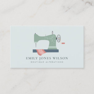 CHIC AQUA GREEN ORANGE PINK SEWING MACHINE TAILOR BUSINESS CARD