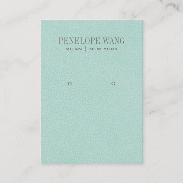 Chic Aqua Leather Look Jewellery  Earring display Business Card (Front)