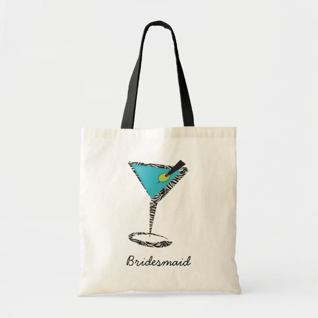 chic aqua martini tote bag (Front)