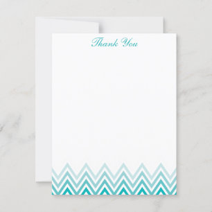 Chic Aqua Ombre Chevrons Note Cards