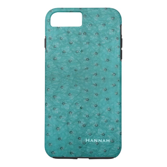 Chic Aqua Ostrich Leather Look iPhone 7 Plus Case (Back)