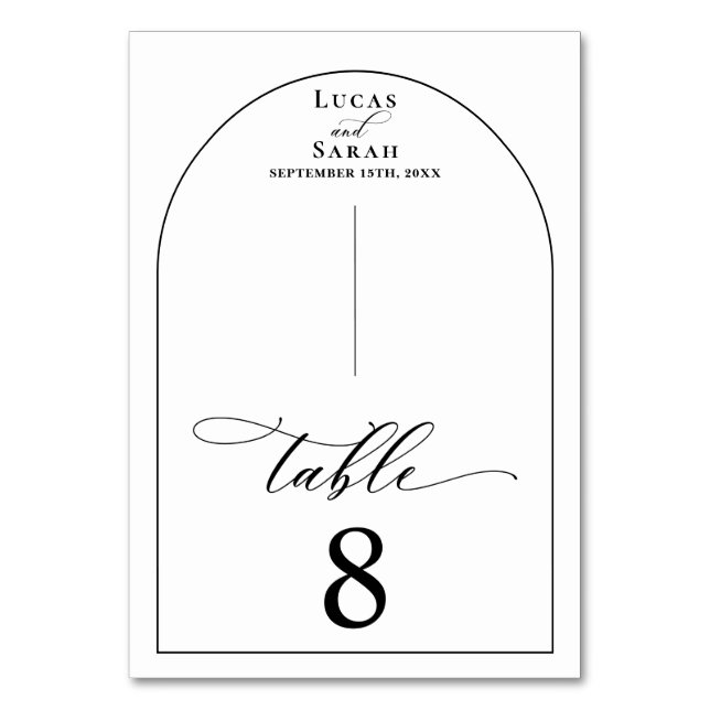 Chic Arch Modern Stylish Elegant Table Card (Front)