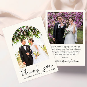 Chic Arch Photo Cream Wedding Thank You Card