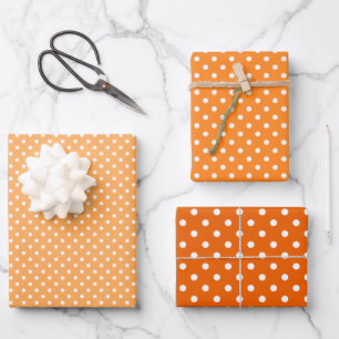 Chic arin Apricot Peach Orange Polka Dots Pattern Wrapping Paper Sheet
