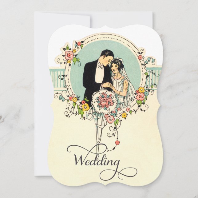 Chic Art Deco 1920's Bride & Groom Wedding Invitation (Front)