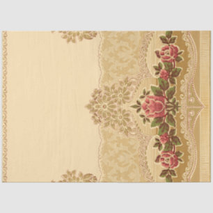 Chic Art Nouveau Gold and Pink Floral Tissue Paper