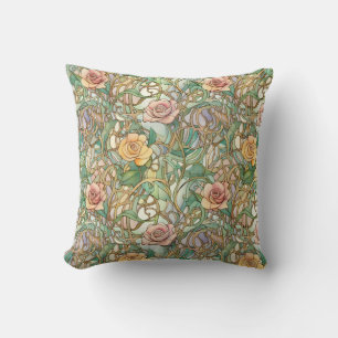 Chic art nouveau roses cushion