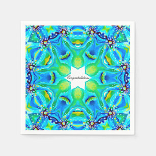 Chic Artistic Mandala Artwork in Aqua Colours Napkin