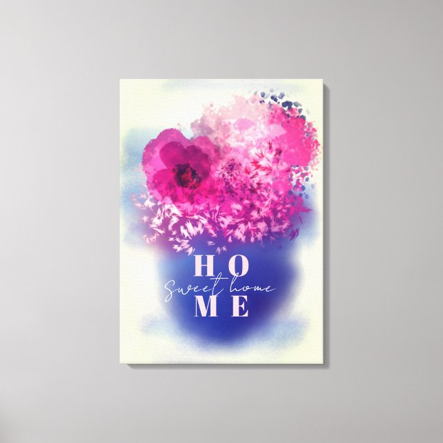 Chic Artistic Pink Flowers Vase Sweet Home Canvas Print (Front)