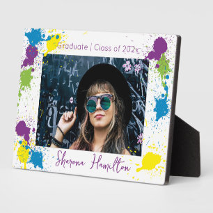 Chic Artistic Spatter Paint Graduate 5x7 Desktop  Plaque