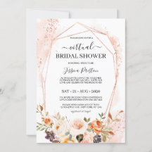 Chic Autumn Floral Geometric Virtual Bridal Shower