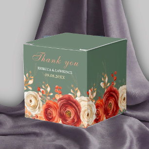 Chic Autumn Floral Orange terracotta sage Wedding Favour Box