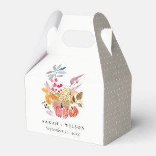 Chic Autumn Harvest Pumpkin Watercolor Wedding Favour Box