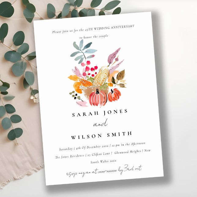 Chic Autumn Harvest Pumpkin Wedding Anniversary Invitation (Creator Uploaded)