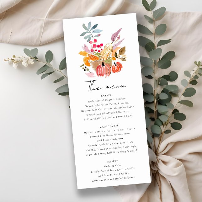 Chic Autumn Harvest Pumpkin Wedding Menu Card (Creator Uploaded)