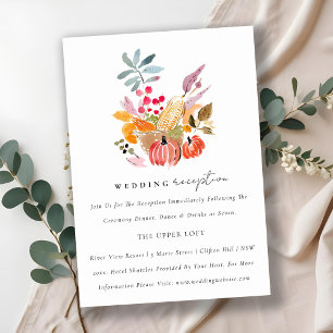 Chic Autumn Harvest Pumpkin Wedding Reception Enclosure Card