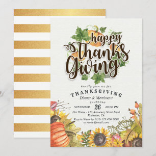 Chic Autumn Maple Leaves Thanksgiving Dinner Party Invitation