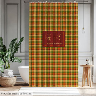 Chic Autumn Plaid Shower Curtain Cosy Custom Name