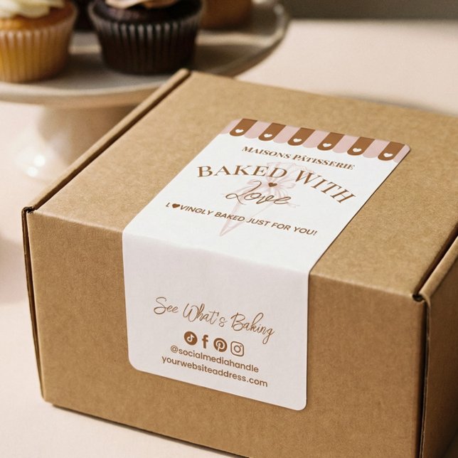 Chic Awing Baked With Love Pastry Bag Bakery Box (Chic Awing Baked With Love Pastry Bag Bakery Box Label)