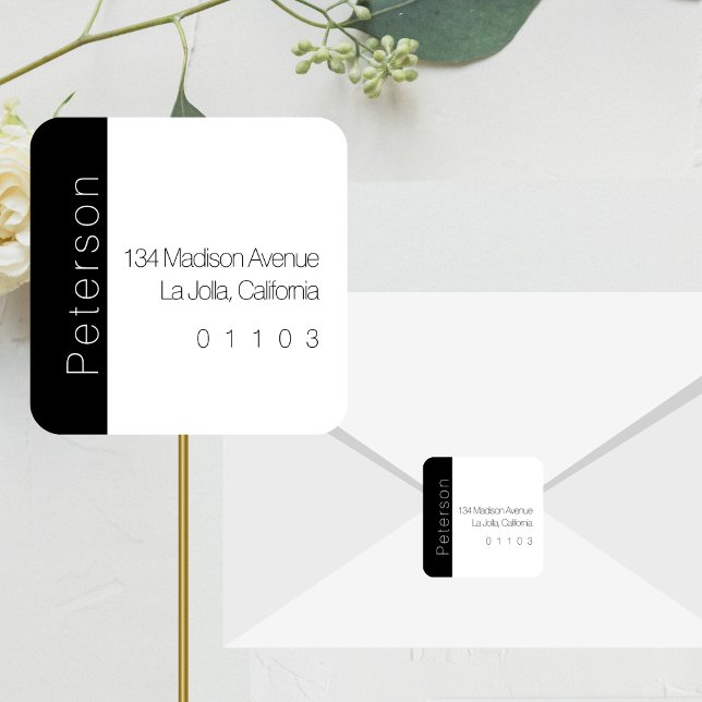 Chic B/W Return Address Label with Side Accent (Creator Uploaded)