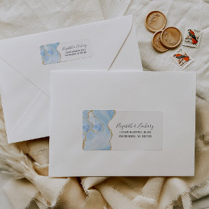 Chic Baby Blue Gold Wedding Return Address