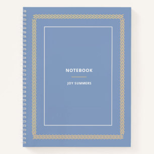 Chic Baby Blue Spiral Notebook with Zigzag Frame