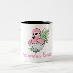 Chic Baby Flamingo, Stars, Princess     Two-Tone Coffee Mug