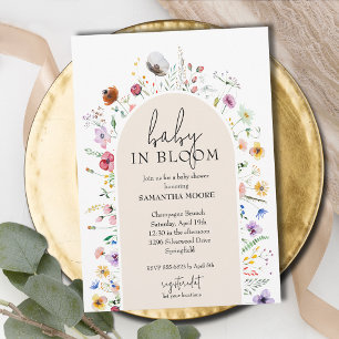 Chic Baby in Bloom Ivory Baby Shower Invitation