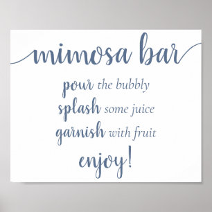 Chic Baby Shower Dusty Blue Momosa Bar Sign