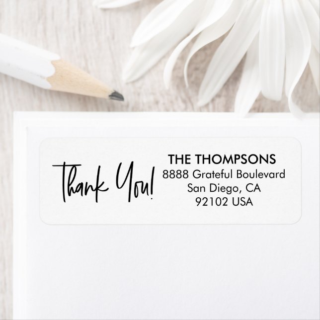 Chic Baby Shower Thank you Script Return address (Insitu)