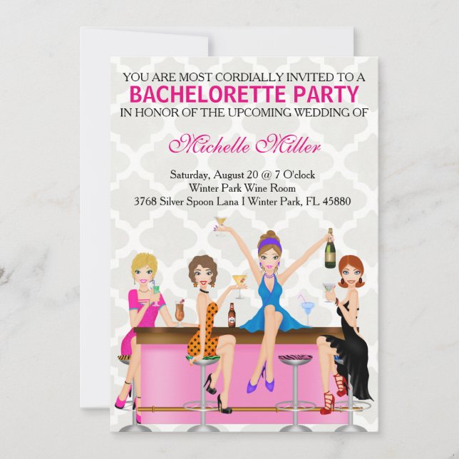 Chic Bachelorette Bash Custom Invtiation Invitation (Front)