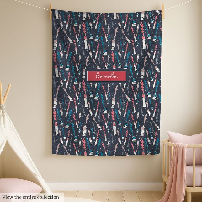 Chic back to school blanket with custom name (Chic back to school blanket with custom name & charm)