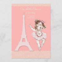 Chic Ballerina Eiffel Tower Chevrons 1st Birthday