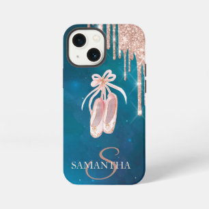 Chic Ballet Shoes Rose Gold Glitter Drips iPhone 13 Mini Case