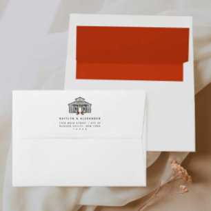 Chic Barn Orange Lining Wedding Invitation Envelope