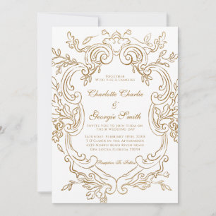 Chic Baroque Gold Ornate Frame Wedding Invitation