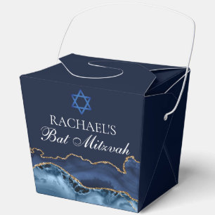 Chic Bat Mitzvah Party Navy Blue Gold Fortune Favour Box