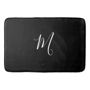CHIC BATH MAT_BLACK  SOLID/ WHITE MONOGRAM MAT