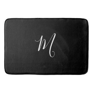 CHIC BATH MAT_BLACK  SOLID/ WHITE MONOGRAM MAT