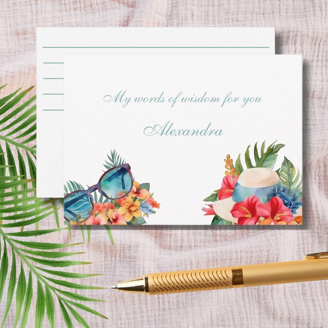 Chic Beach Pink Floral Tropical Bridal Shower Enclosure Card (Creator Uploaded)